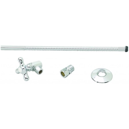 Westbrass Toilet Kit W/ Stop and Corrugated Riser, Cross Handle in Polished Chrome D1712T-26